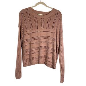 Moon & Madison Open Knit Sweater Dolman Sleeve Cotton Dusty Rose Size Medium NWT